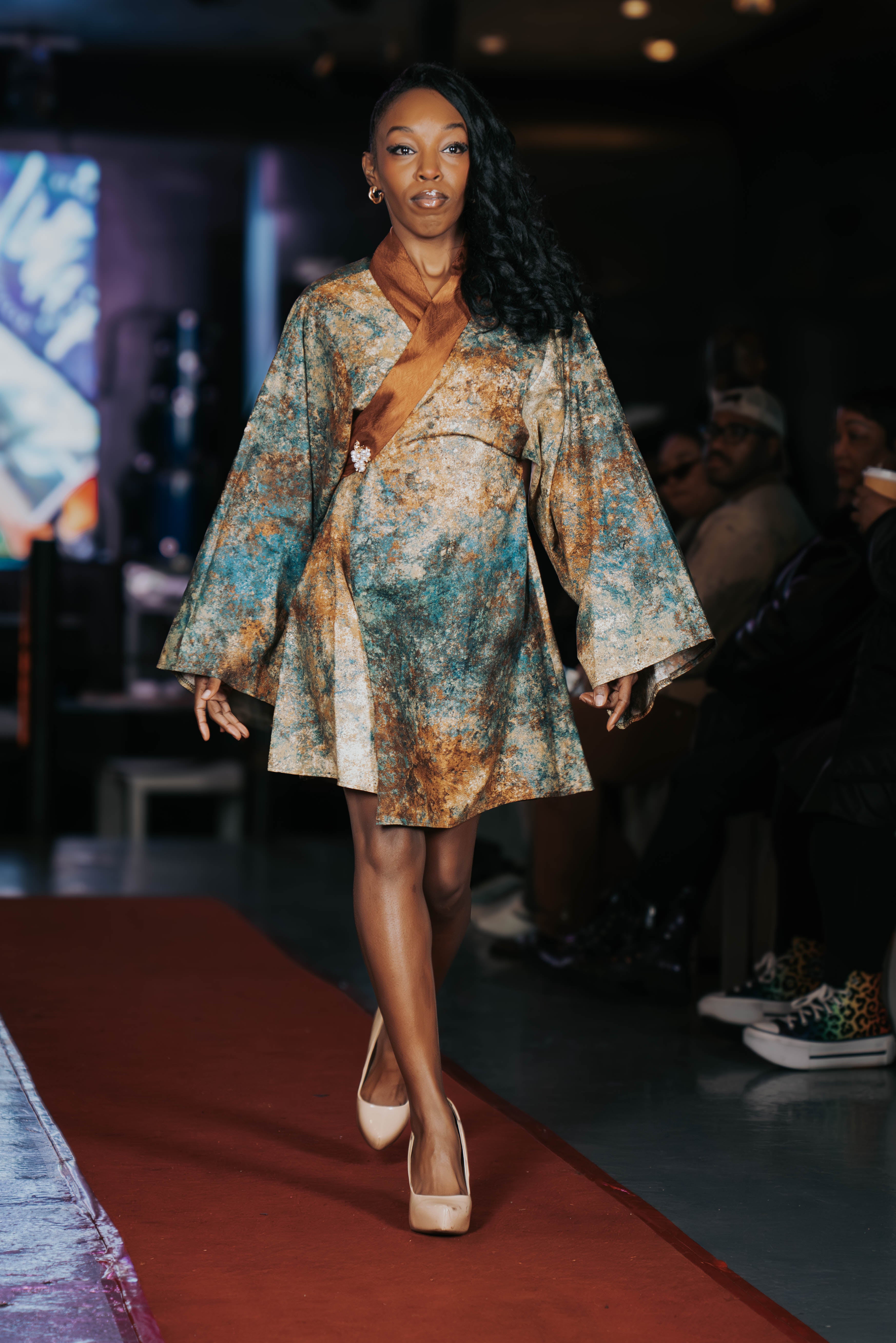 Oxidized Earth Kimono Wrap Dress