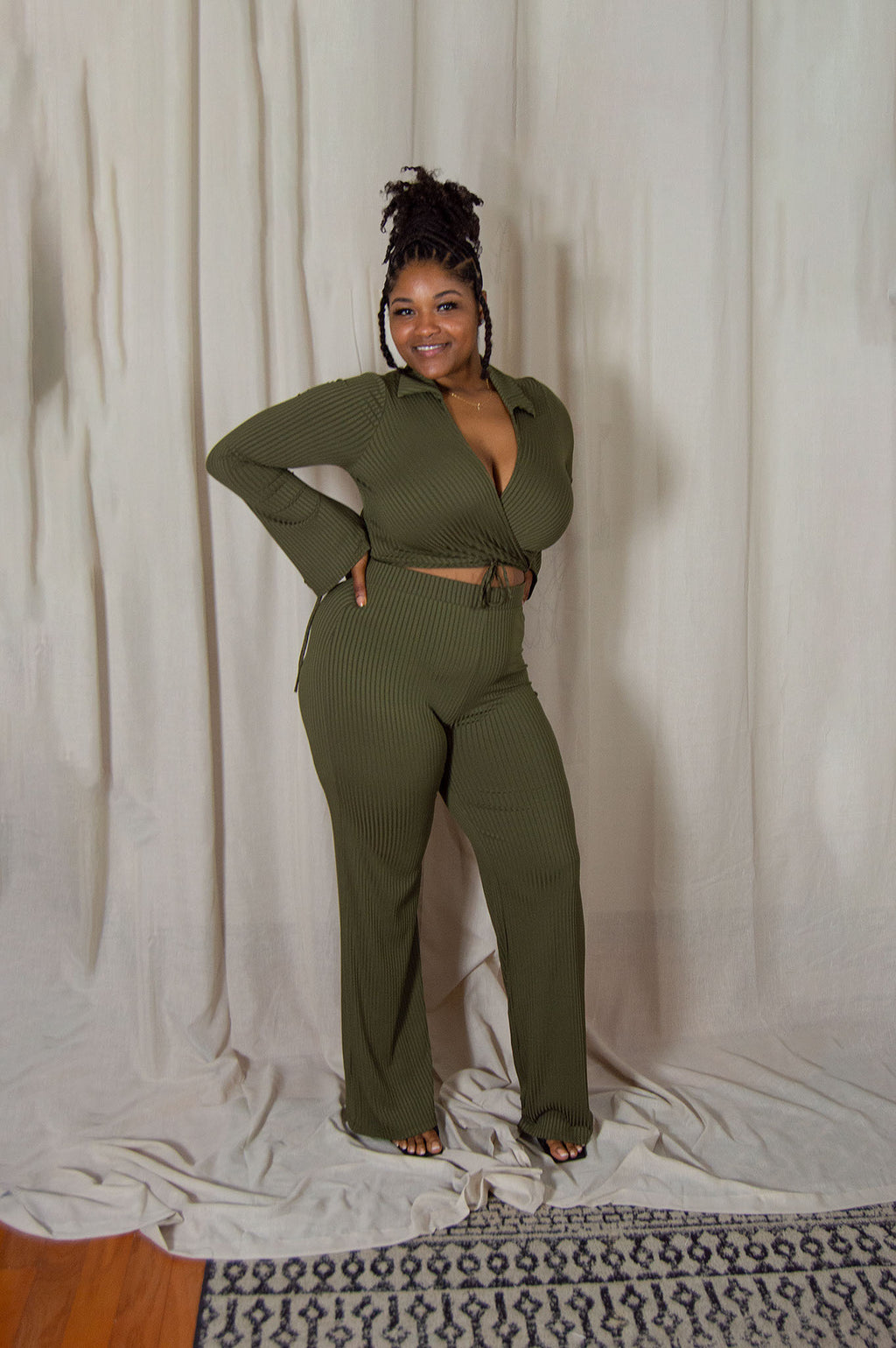 Chic Lifestyle Ribbed Pant Set