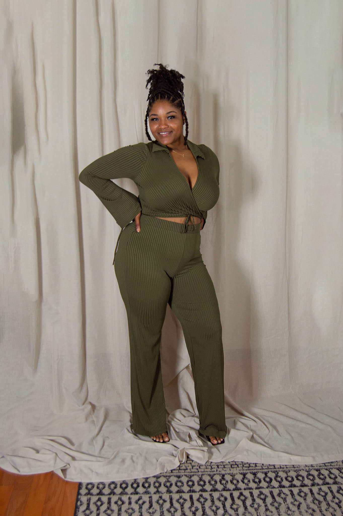 Chic Lifestyle Ribbed Pant Set