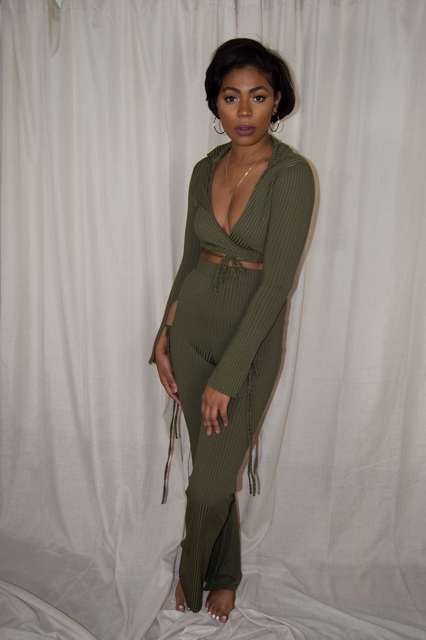 Chic Lifestyle Ribbed Pant Set