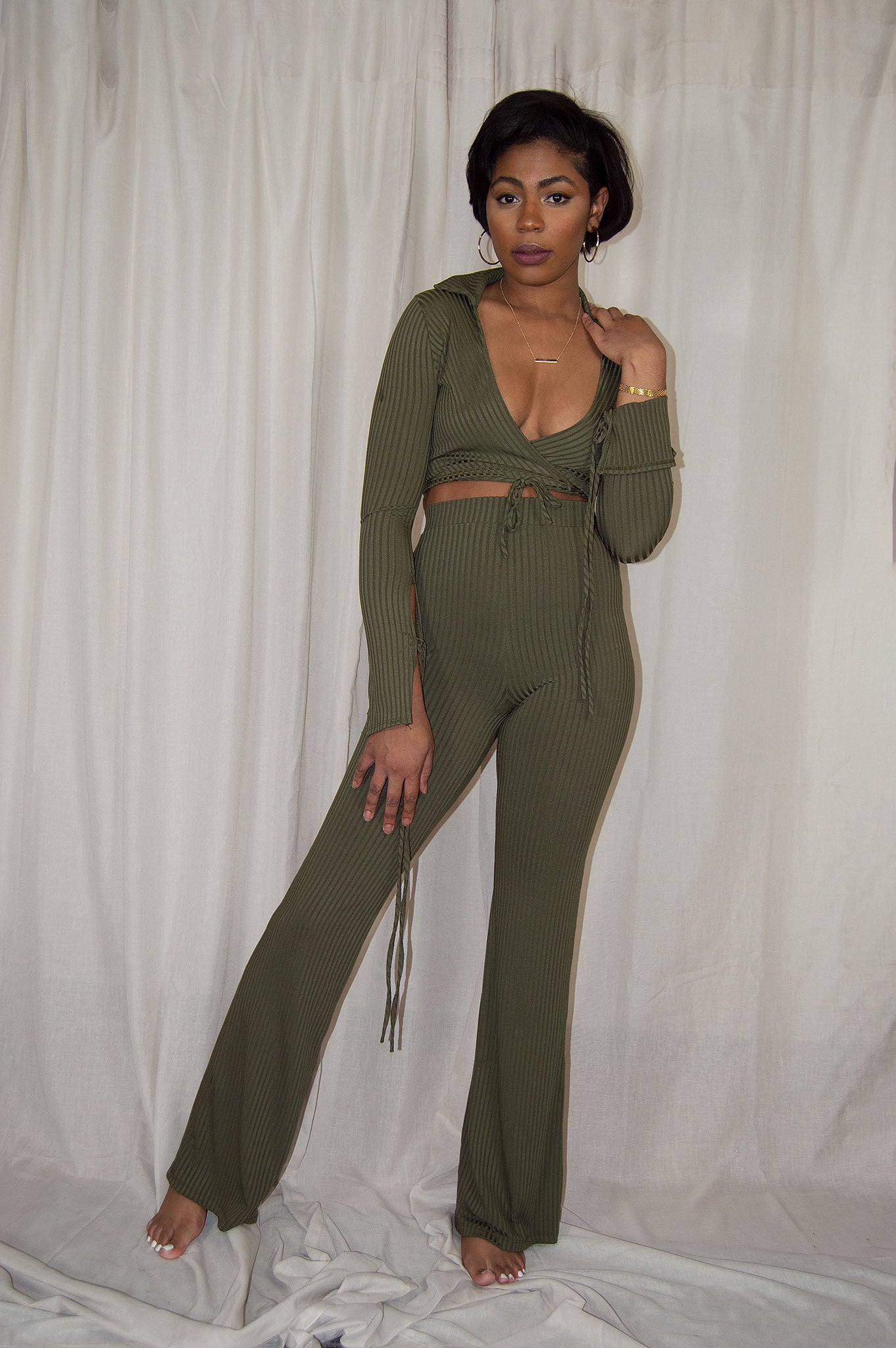 Chic Lifestyle Ribbed Pant Set
