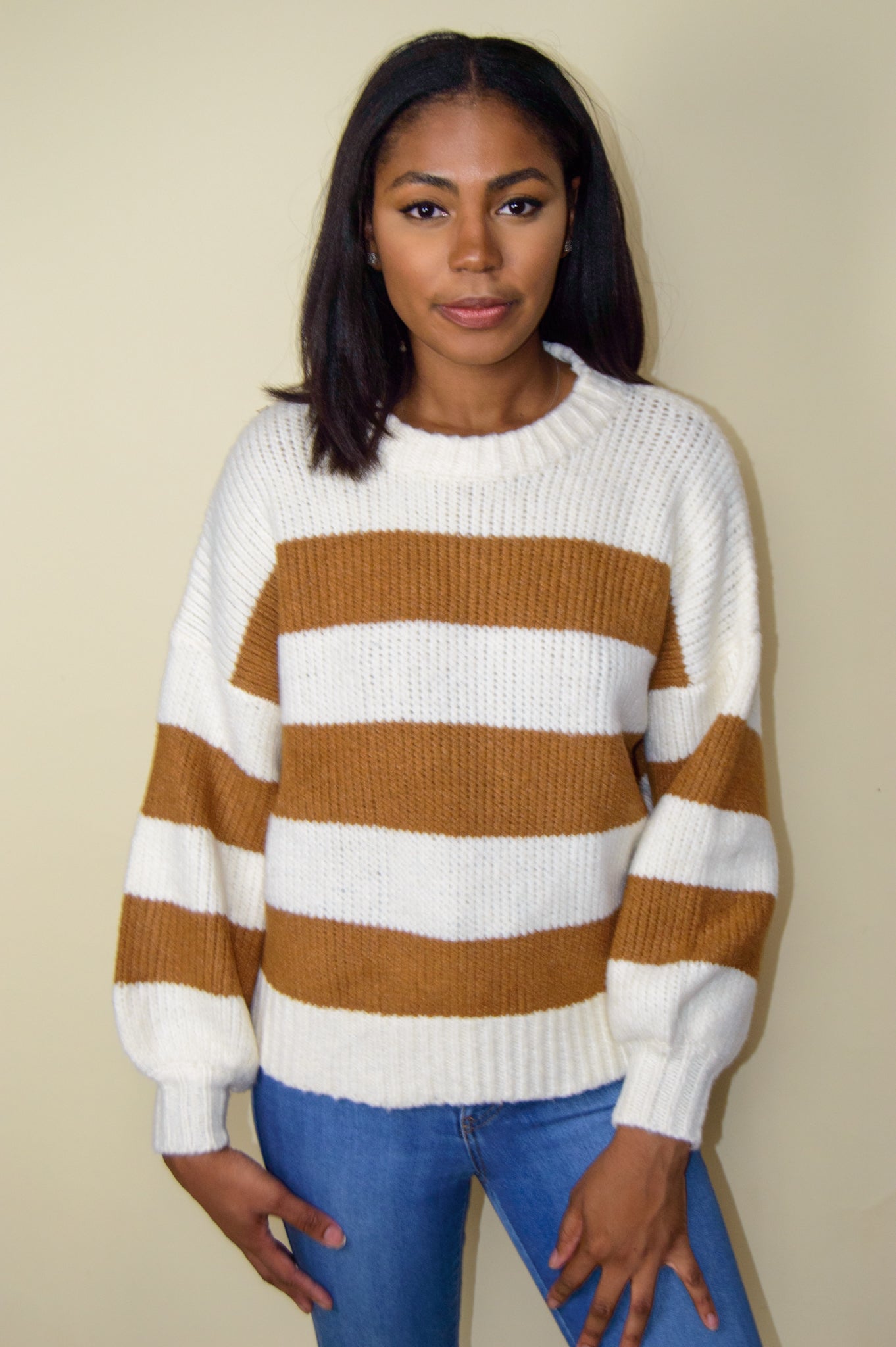 Camel Striped Sweater