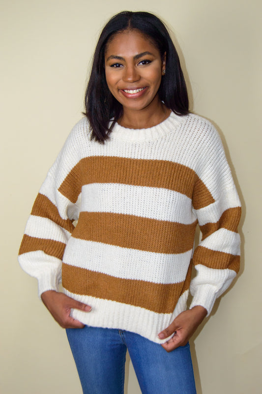 Camel Striped Sweater
