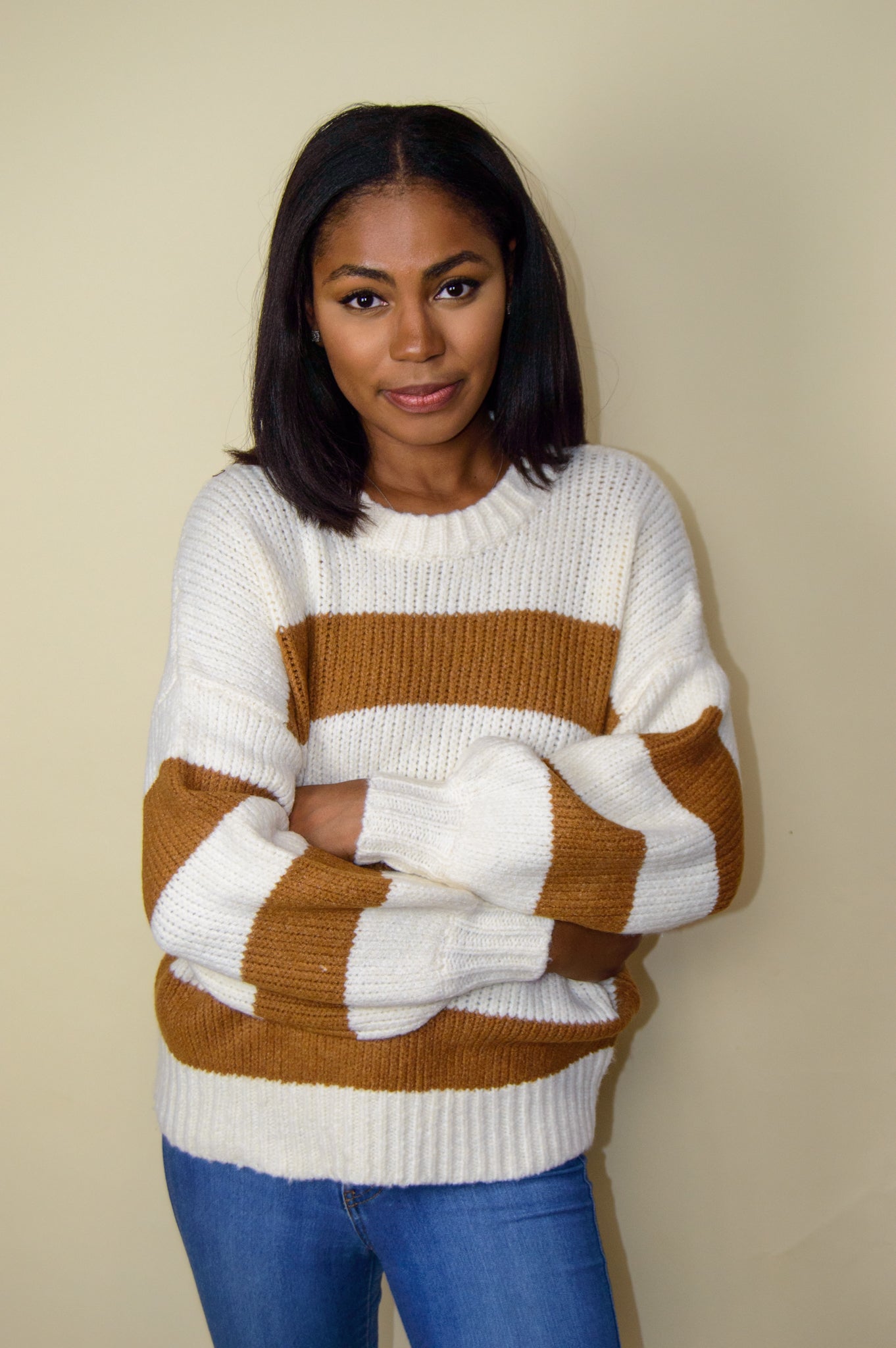 Camel Striped Sweater
